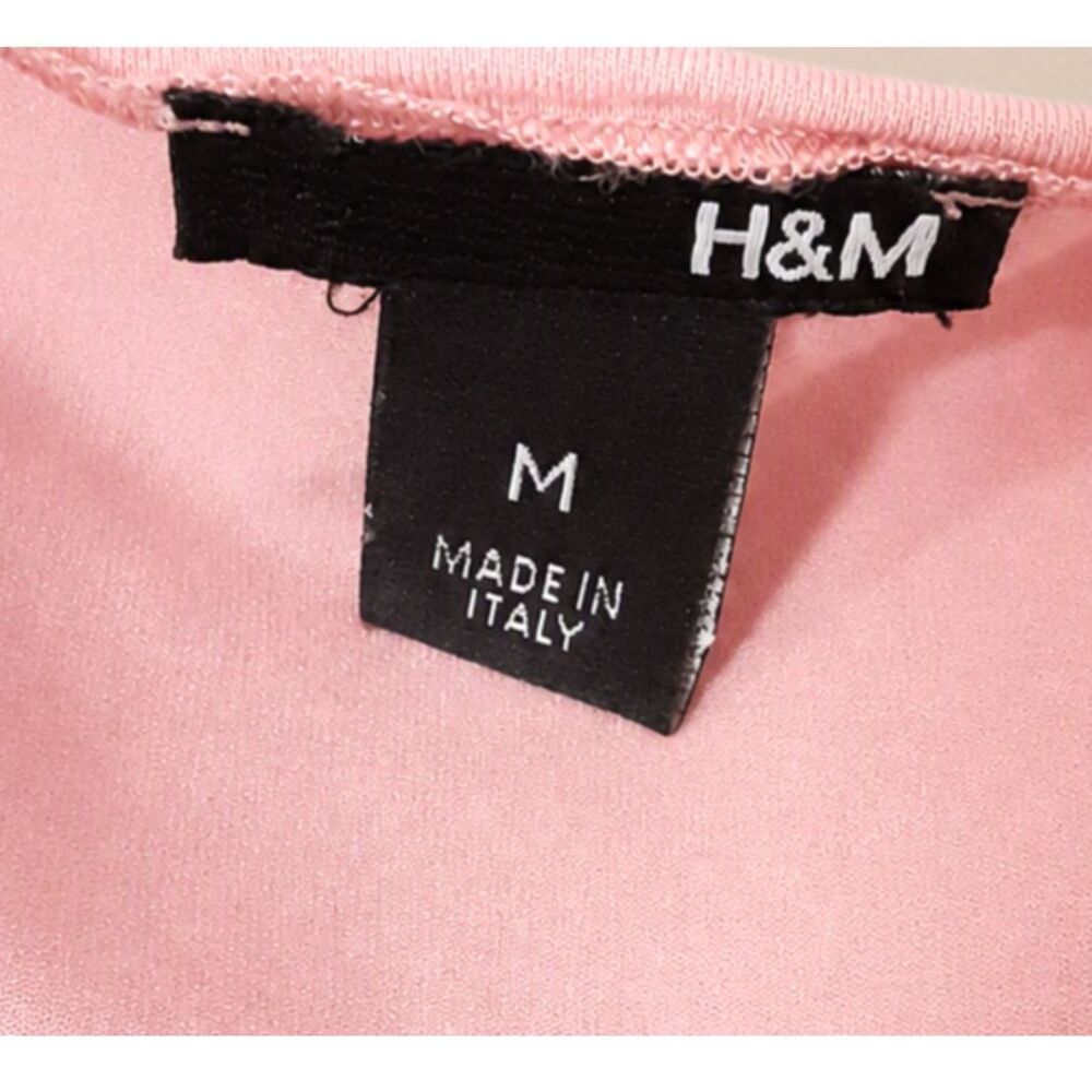 H&M Soft Pink Twist Front Knot V Neck Cap Sleeve Top Balletcore Coquette M - Picture 7 of 7
